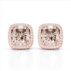 6 ctw Morganite & VS/SI Diamond Earrings 14K Rose Gold - REF-106R2K - SKU:22807