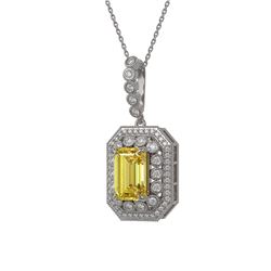 5.82 ctw Canary Citrine & Diamond Necklace 14K White Gold - REF-132K9W - SKU:43451