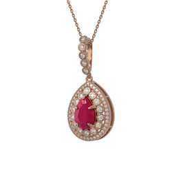 4.97 ctw Ruby & Diamond Necklace 14K Rose Gold - REF-143W8H - SKU:43203