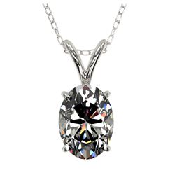 1 ctw VS/SI Oval Diamond Necklace 10K White Gold - REF-292R5K - SKU:33192