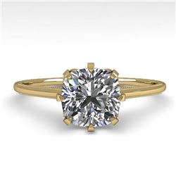 1.0 ctw VS/SI Cushion Diamond Ring 14K Yellow Gold - REF-274N4A - SKU:29602