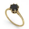 Image 2 : 1.0 ctw Black Diamond Solitaire Ring Vintage 14K Yellow Gold - REF-32M8F - SKU:29593