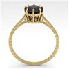 Image 3 : 1.0 ctw Black Diamond Solitaire Ring Vintage 14K Yellow Gold - REF-32M8F - SKU:29593