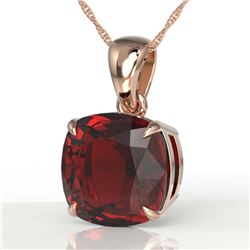 6 ctw Cushion Cut Garnet Solitaire Necklace 14K Rose Gold - REF-32N7A - SKU:21982