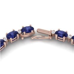34 ctw Tanzanite & VS/SI Diamond Eternity Necklace 10K Rose Gold - REF-281X8R - SKU:21605