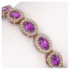 Image 3 : 10.05 ctw Amethyst & Diamond Halo Bracelet 10K Rose Gold - REF-219M3F - SKU:40389