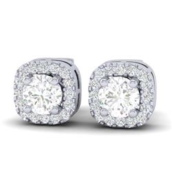 0.75 ctw VS/SI Diamond Earrings Halo 18K White Gold - REF-83H6M - SKU:21174