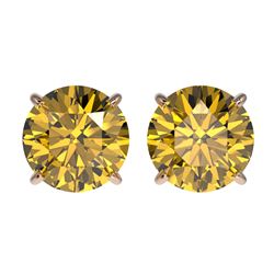 3 ctw Intense Yellow Diamond Stud Earrings 10K Rose Gold - REF-645K2W - SKU:33129