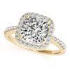 Image 1 : 1.01 ctw VS/SI Cushion Diamond Halo Ring 14K Yellow Gold - REF-154W6H - SKU:24964