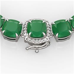 116 ctw Emerald & VS/SI Diamond Necklace 14K White Gold - REF-581A8V - SKU:23342