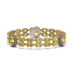 15.74 ctw Citrine & Diamond Bracelet 14K Yellow Gold - REF-163F8N - SKU:44269