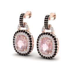 5 ctw Morganite With Black & White Diamond Earrings 14K Rose Gold - REF-150A2V - SKU:20137