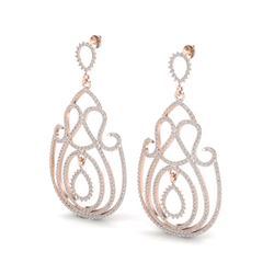 3.50 ctw VS/SI Diamond Earrings 14K Rose Gold - REF-291F3N - SKU:22447