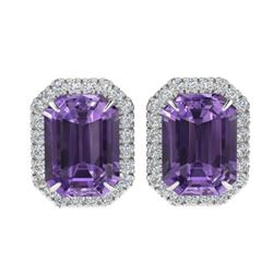9.40 ctw Amethyst & VS/SI Diamond Earrings 18K White Gold - REF-77M8F - SKU:21216