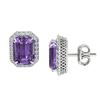 Image 2 : 9.40 ctw Amethyst & VS/SI Diamond Earrings 18K White Gold - REF-77M8F - SKU:21216