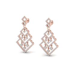 3 ctw VS/SI Diamond Earrings Dangling 14K Rose Gold - REF-267X6R - SKU:22489