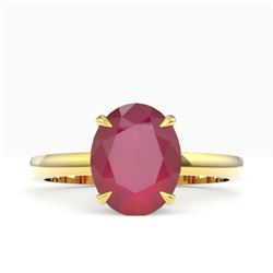 3.50 ctw Ruby Ring 18K Yellow Gold - REF-36H9M - SKU:22079