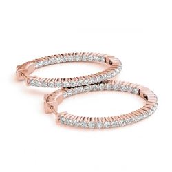 2.25 ctw Diamond VS/SI 25 mm Hoop Earrings 14K Rose Gold - REF-144M9F - SKU:29138