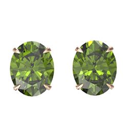 6 ctw Green Tourmaline Stud Earrings 14K Rose Gold - REF-54W2H - SKU:21665