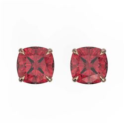 4 ctw Cushion Cut Pink Tourmaline Stud Earrings 14K Rose Gold - REF-76M4F - SKU:21755