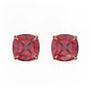 Image 1 : 4 ctw Cushion Cut Pink Tourmaline Stud Earrings 14K Rose Gold - REF-76M4F - SKU:21755