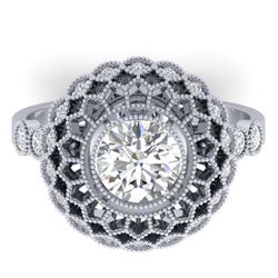 1.50 ctw VS/SI Diamond Art Deco Ring 18K White Gold - REF-357M8F - SKU:32810