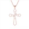 Image 2 : 1 ctw VS/SI Diamond Cross Necklace 14K Rose Gold - REF-107N3A - SKU:22578