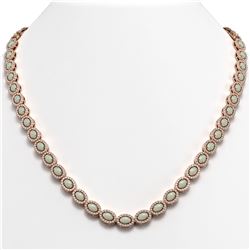 20.22 ctw Opal & Diamond Halo Necklace 10K Rose Gold - REF-506H9M - SKU:40314