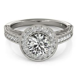 1.07 ctw VS/SI Diamond Halo Ring 14K White Gold - REF-144N3A - SKU:24369