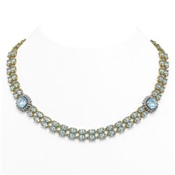 38.95 ctw Sky Topaz & Diamond Necklace 14K Yellow Gold - REF-370V2Y - SKU:44713