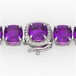 46 ctw Amethyst & Diamond Bracelet 14K White Gold - REF-157K3W - SKU:23296