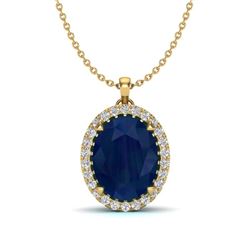 2.75 ctw Sapphire & VS/SI Diamond Halo Necklace 18K Yellow Gold - REF-52A7V - SKU:20599