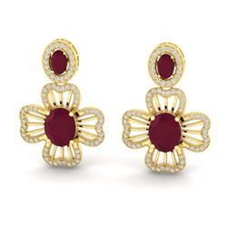 9.26 ctw Ruby & VS/SI Diamond Earrings 14K Yellow Gold - REF-156V2Y - SKU:21130