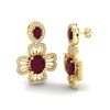 Image 2 : 9.26 ctw Ruby & VS/SI Diamond Earrings 14K Yellow Gold - REF-156V2Y - SKU:21130