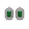 Image 1 : 13.75 ctw Emerald & Diamond Earrings 14K White Gold - REF-266M4F - SKU:43412