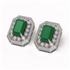 Image 2 : 13.75 ctw Emerald & Diamond Earrings 14K White Gold - REF-266M4F - SKU:43412