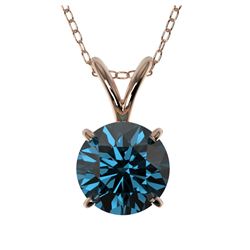 1.04 ctw Intense Blue Diamond Necklace 10K Rose Gold - REF-111N2A - SKU:36768