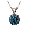 Image 1 : 1.04 ctw Intense Blue Diamond Necklace 10K Rose Gold - REF-111N2A - SKU:36768