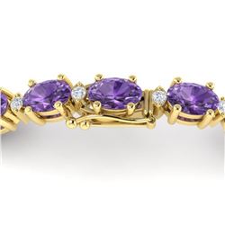 12 ctw Amethyst & VS/SI Diamond Eternity Bracelet 10K Yellow Gold - REF-72R5K - SKU:21438