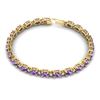Image 3 : 12 ctw Amethyst & VS/SI Diamond Eternity Bracelet 10K Yellow Gold - REF-72R5K - SKU:21438
