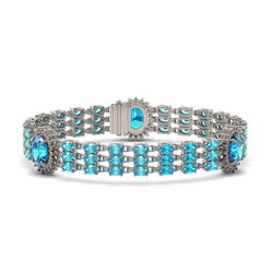 30.94 ctw Swiss Topaz & Diamond Bracelet 14K White Gold - REF-230W2H - SKU:45284