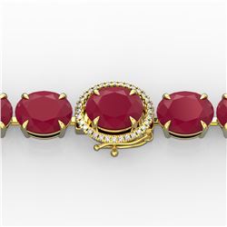 75 ctw Ruby & VS/SI Diamond Bracelet 14K Yellow Gold - REF-457X8R - SKU:22276