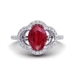 2 ctw Ruby & VS/SI Diamond Ring 10K White Gold - REF-42V7Y - SKU:20990