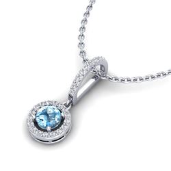 1 ctw Topaz & VS/SI Diamond Necklace 18K White Gold - REF-46H5M - SKU:23276