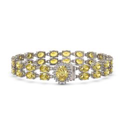 14.14 ctw Citrine & Diamond Bracelet 14K White Gold - REF-125H7M - SKU:45464