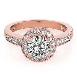 1.40 ctw VS/SI Diamond Halo Ring 14K Rose Gold - REF-273H5M - SKU:24819