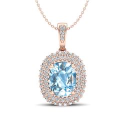 3 ctw Blue Topaz & VS/SI Diamond Necklace 10K Rose Gold - REF-65F5N - SKU:20404