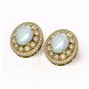 Image 2 : 9.85 ctw Opal & Diamond Earrings 14K Yellow Gold - REF-317Y8X - SKU:43810
