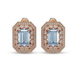 10.91 ctw Aquamarine & Diamond Earrings 14K Rose Gold - REF-282Y5X - SKU:43425