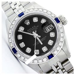 Rolex Men's Stainless Steel, QuickSet, Diam Dial & Diam/Sapphire Bezel - REF-521X4Y
